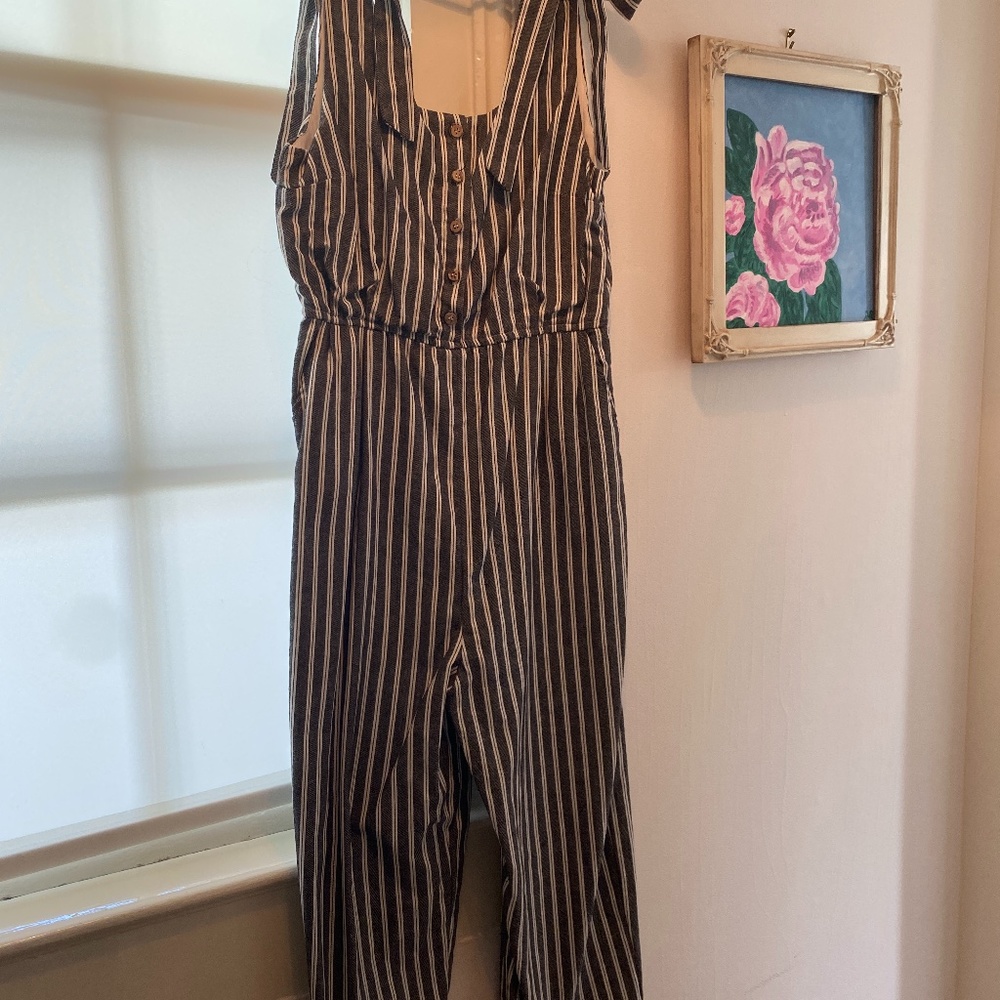 Mod Ref Stripe Linen Wide Leg Jumpsuit